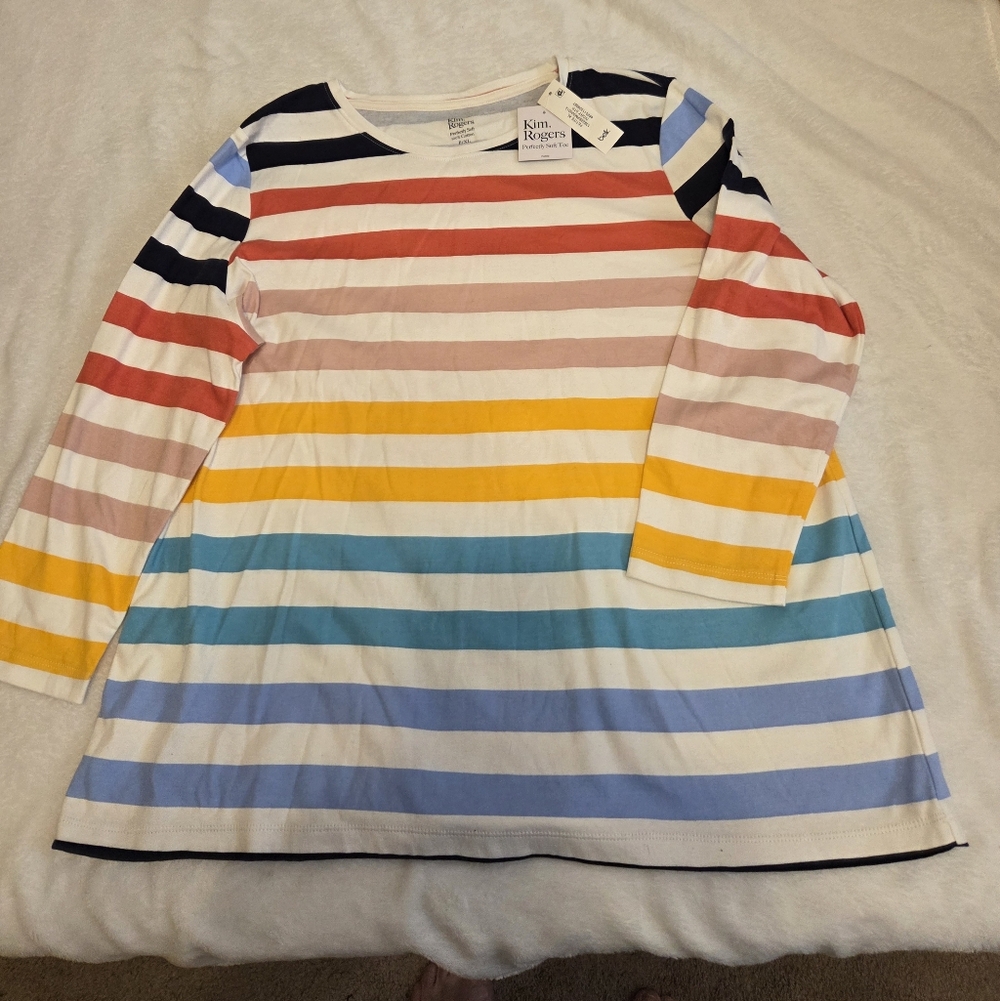 Kim Rogers Rainbow Stripe Long Sleeve Tee